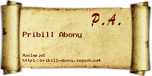 Pribill Abony névjegykártya